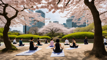 高輪桜まつり2024 桜咲く春空の下、朝ヨガで心身を「ととのえる」